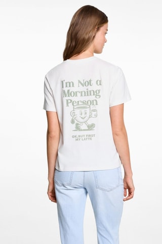 T-shirt coton imprimé - Blanc cassé