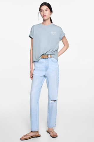 T-shirt message brodé - Blanc cassé