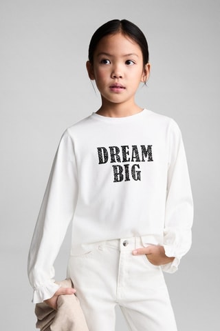 T-shirt coton message - Blanc cassé