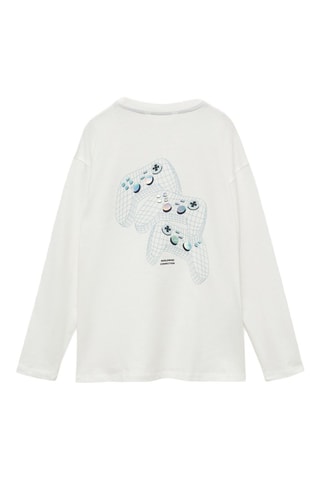 T-shirt manches longues imprimé - Blanc cassé