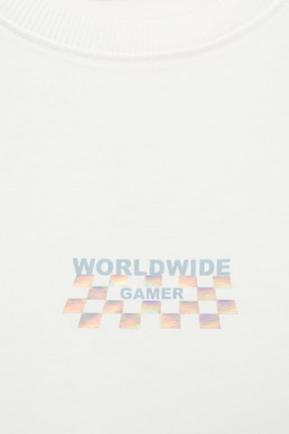 T-shirt manches longues imprimé - Blanc cassé