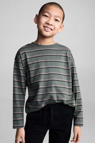 T-shirt oversize rayures - Vert