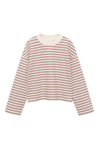 T-shirt imprimé à rayures - Ecru