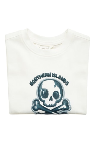 T-shirt coton imprimé - Blanc cassé