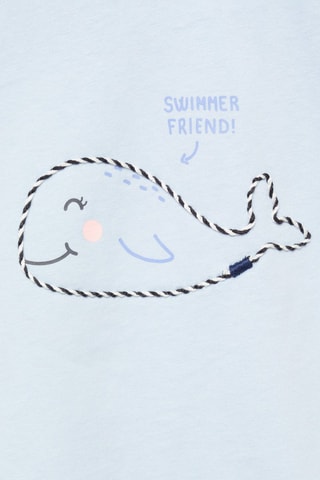 T-shirt brodé volants - Bleu clair