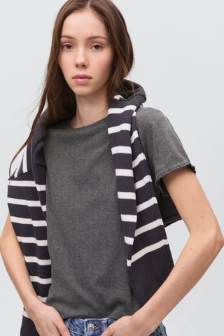 T-shirt détail manches - Gris foncé chiné