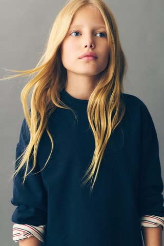 T-shirt coton uni - Bleu marine