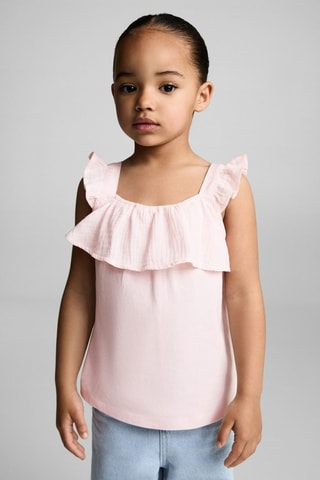T-shirt volanté texturé - Rose