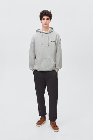 Sweat-shirt coton imprimé - Gris clair chiné