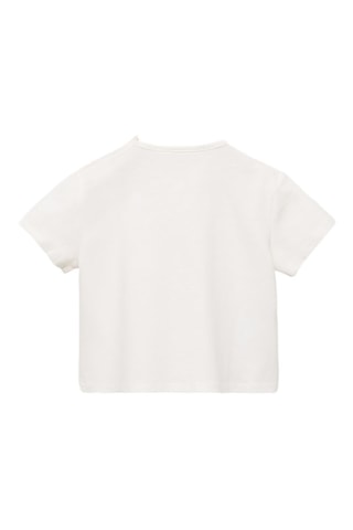 T-shirt coton motif en relief - Blanc cassé