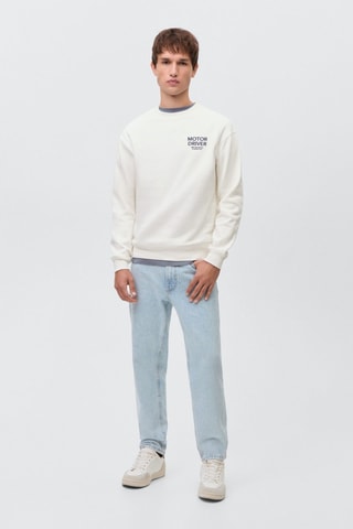 Sweat-shirt coton message imprimé - Blanc cassé