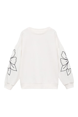 Sweat-shirt broderie florale - Blanc cassé