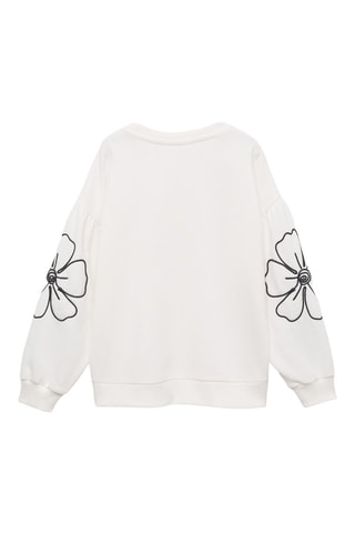 Sweat-shirt broderie florale - Blanc cassé