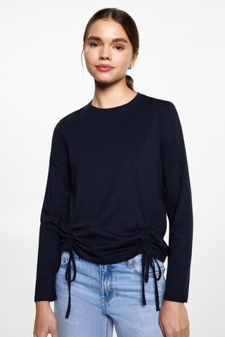 T-shirt fronces décoratives - Bleu marine