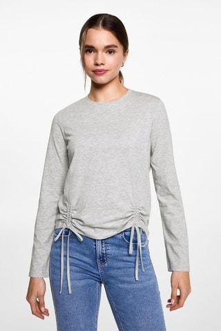 T-shirt fronces décoratives - Gris chiné