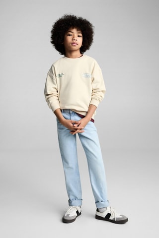 Sweat-shirt coton imprimé - Ecru