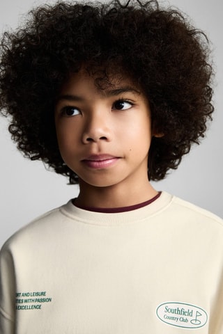 Sweat-shirt coton imprimé - Ecru