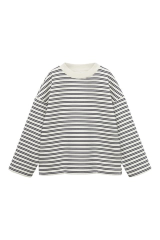 Sweat-shirt coton rayures - Bleu marine