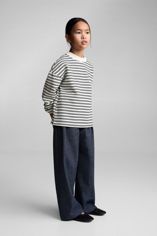 Sweat-shirt coton rayures - Bleu marine