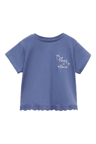 T-shirt en coton brodé - Bleu