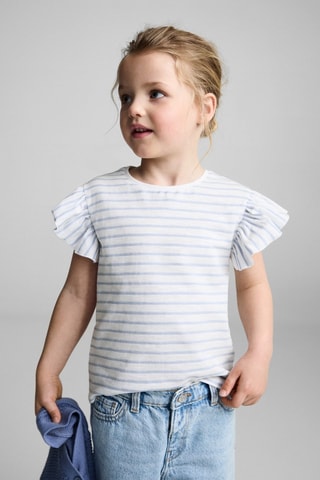 T-shirt 100 % coton rayures - Blanc cassé