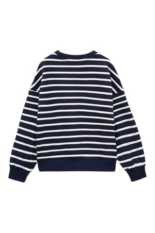 Sweat-shirt coton rayures - Bleu marine