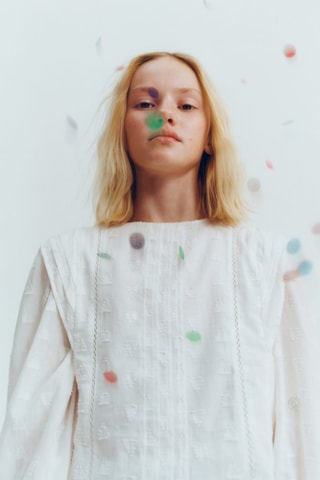 Blouse fils métallisés - Blanc cassé