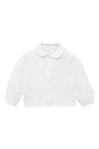 Blouse coton tissu plissé - Blanc cassé