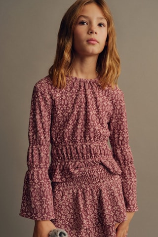 Blouse imprimée froncée - Grenat