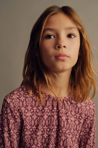 Blouse imprimée froncée - Grenat