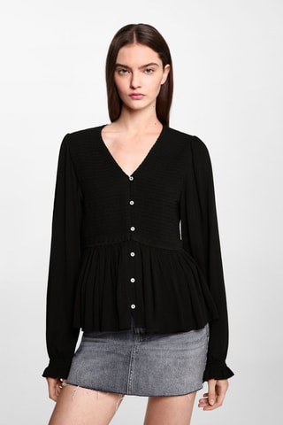 Blouse fluide froncée - Noir