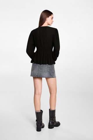 Blouse fluide froncée - Noir