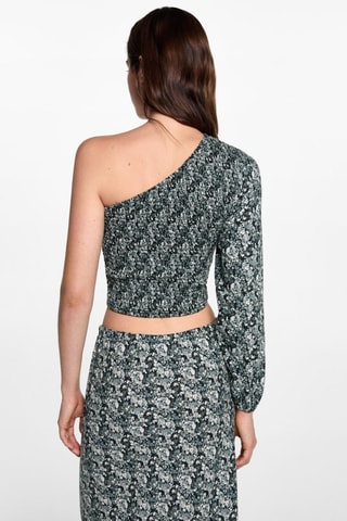 Blouse asymétrique imprimée - Noir