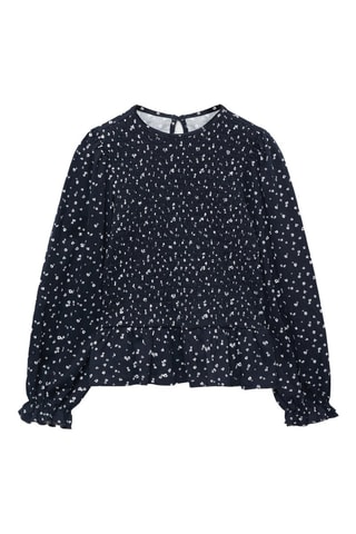 Blouse fluide imprimée - Bleu marine