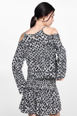 Blouse imprimée ouverture - Anthracite