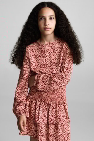 Blouse imprimée froncée - Grenat