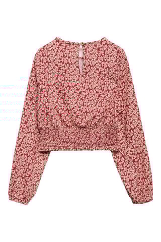 Blouse imprimée froncée - Grenat