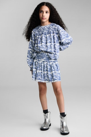 Blouse imprimée froncée - Bleu