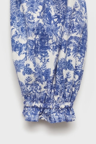 Blouse imprimée froncée - Bleu