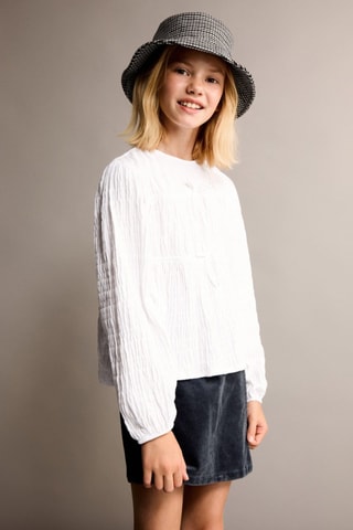 Blouse froncée noeuds - Blanc cassé