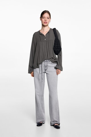 Blouse fluide col noué - Vert