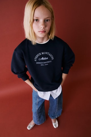 Sweat-shirt imprimé broderie - Bleu marine