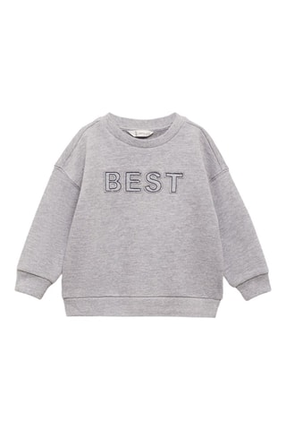 Sweat-shirt message brodé - Gris chiné