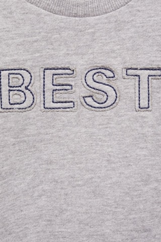 Sweat-shirt message brodé - Gris chiné