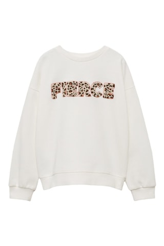 Sweat-shirt coton détails brodés - Blanc cassé