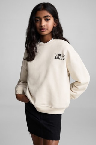 Sweat-shirt coton imprimé - Gris clair