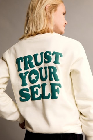 Sweat-shirt coton imprimé - Blanc cassé