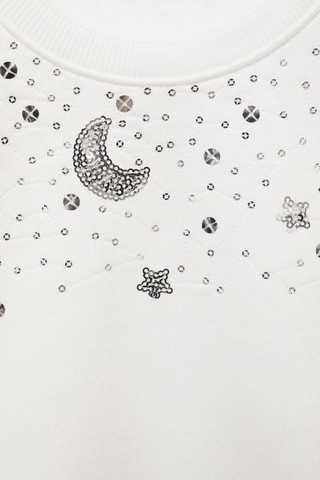 Sweat-shirt détail paillettes - Blanc cassé