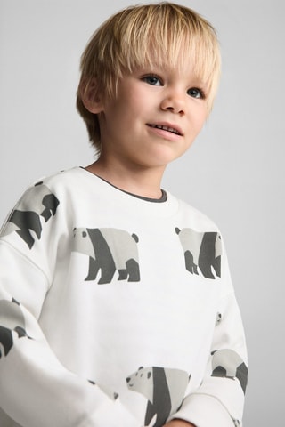 Sweat-shirt imprimé ours - Blanc cassé