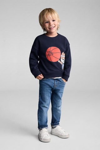 Sweat-shirt coton imprimé - Bleu marine